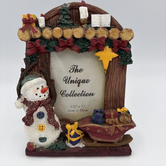 The Unique Collection Christmas Snowman Picture Frame For 3.5” x 5" Photo VTG - Picture 1 of 8